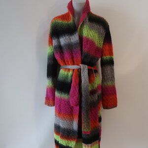 NWT Womens Regina Pink Multicolor Wool Cashmere Angora Blend Cardigan Duster L